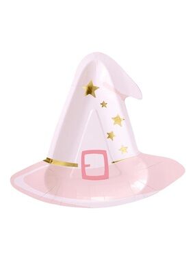My Mind’s Eye Pink Witch Hat Halloween Paper Plates Set of 8 New